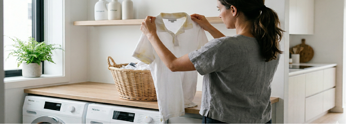 คราบเหลืองใต้รักแร้     แก้ได้ด้วยการเลือกผ้า